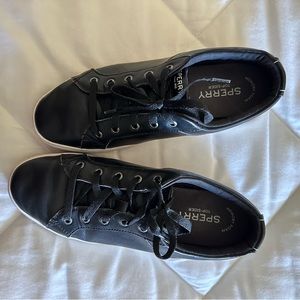 SPERRY Women’s Top Slider Memory Foam Black Leather Sneaker